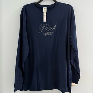 NWT PINK Victoria's Secret Navy Blue Long Sleeve Tee
